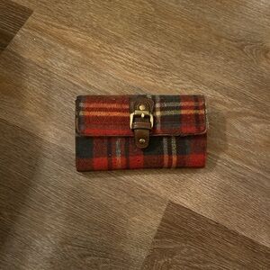 Plaid Wallet with Buckle
